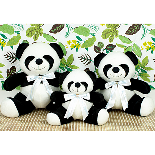 Trio de Ursos Panda Lacinho Azul para Nicho 15, 18 e 22cm Trio de Ursos Panda Lacinho Azul para Nicho 15, 18 e 22cm