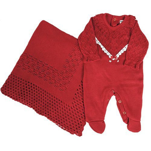 Saída Maternidade Tricô Vermelha 2 Peças Tamanho RN(0 - 3 meses) Saída Maternidade Tricô Vermelha 2 Peças Tamanho RN(0 - 3 meses)