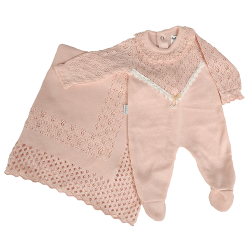 Saída Maternidade Tricô Rosa Menina 2 Peças Tamanho RN(0-3 meses) Saída Maternidade Tricô Rosa Menina 2 Peças Tamanho RN(0-3 meses)