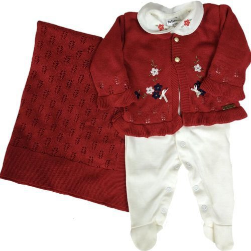 Saída Maternidade Tricô Vermelho 3 Peças Tamanho RN(0-3 meses) Saída Maternidade Tricô Vermelho 3 Peças Tamanho RN(0-3 meses)