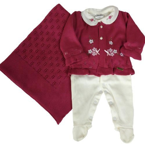 Saída Maternidade Tricô Pink 3 Peças Tamanho RN(0-3 meses) Saída Maternidade Tricô Pink 3 Peças Tamanho RN(0-3 meses)
