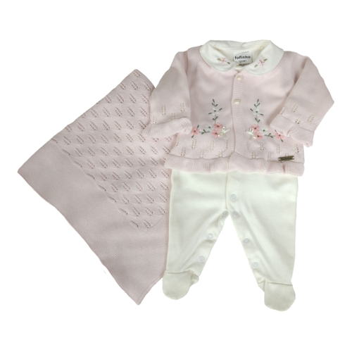 Saída Maternidade Tricô Rosa 2 Peças Tamanho RN (0 - 3 meses) Saída Maternidade Tricô Rosa 2 Peças Tamanho RN (0 - 3 meses)