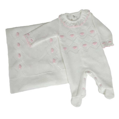 Saída Maternidade Tricô Branco e Rosa 3 Peças Tamanho RN (0 - 3 meses) Saída Maternidade Tricô Branco e Rosa 3 Peças Tamanho RN (0 - 3 meses)