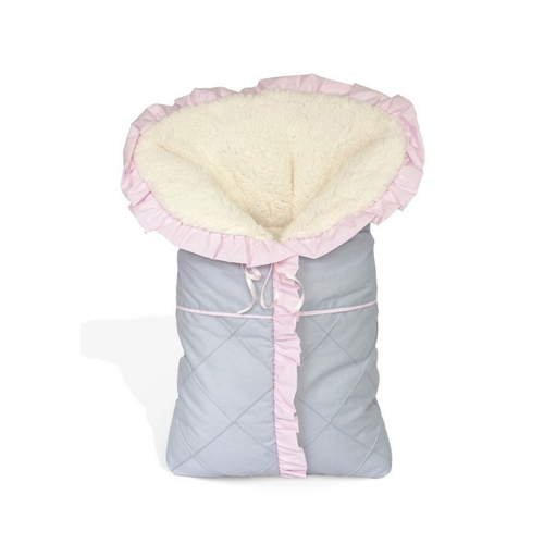 Porta Bebê Percal Nervurado Percal 180 Fios com Pelúcia Carapinha Cinza e Rosa Porta Bebê Percal Nervurado Percal 180 Fios com Pelúcia Carapinha Cinza e Rosa