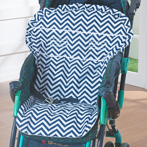 Capa para Carrinho de Bebê Chevron Zig-Zag Azul Marinho Capa para Carrinho de Bebê Chevron Zig-Zag Azul Marinho