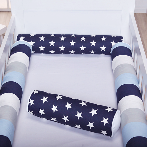 Kit Berço Americano Rolinho 4 Peças Azul Marinho,Azul claro,Cinza Kit Berço Americano Rolinho 4 Peças Azul Marinho,Azul claro,Cinza