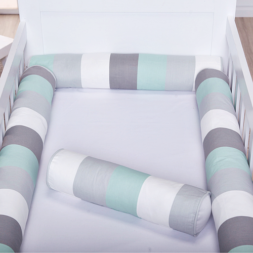 Kit Berço Americano Rolinho 4 Peças Verde,Branco,Cinza Kit Berço Americano Rolinho 4 Peças Verde,Branco,Cinza
