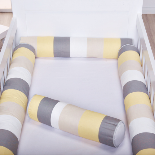 Kit Berço Americano Rolinho 4 Peças Amarelo,Branco,Cinza Kit Berço Americano Rolinho 4 Peças Amarelo,Branco,Cinza