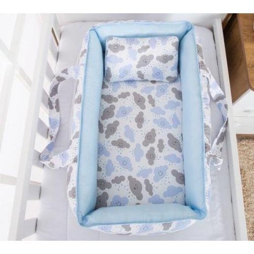 Ninho Redutor de Berço com Alças Nuvem Azul Claro Ninho Redutor de Berço com Alças Nuvem Azul Claro
