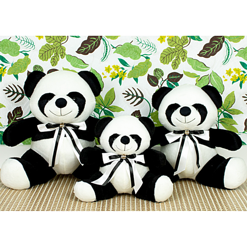Trio de Ursos Panda Lacinho Preto para Nicho 18, 22, 26cm Trio de Ursos Panda Lacinho Preto para Nicho 18, 22, 26cm