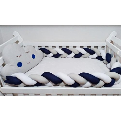 Kit Berço Trança Americano 02 Peças - Nuvem Azul Marinho Kit Berço Trança Americano 02 Peças - Nuvem Azul Marinho