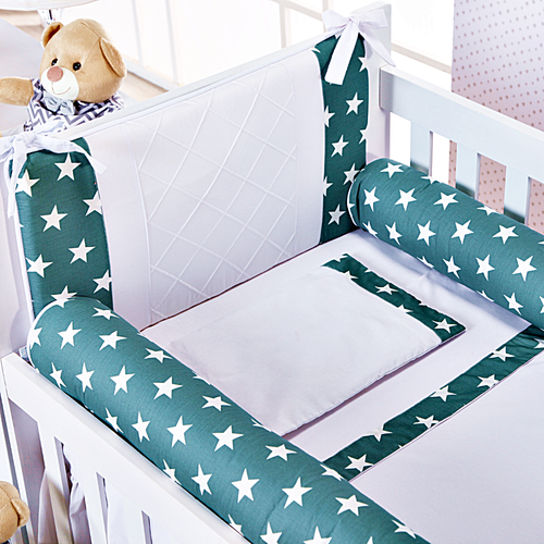 Kit Berço Americano Moderno 7 Peças Estrela Verde Kit Berço Americano Moderno 7 Peças Estrela Verde
