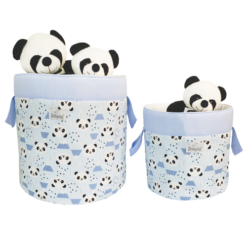 Kit de Cesto Organizador de Brinquedos Redondo Panda Azul Kit de Cesto Organizador de Brinquedos Redondo Panda Azul