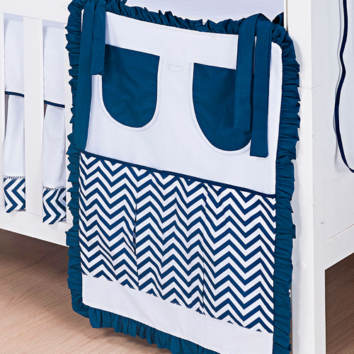 Porta Fraldas de Berço Chevron Zig-Zag Azul Marinho Porta Fraldas de Berço Chevron Zig-Zag Azul Marinho