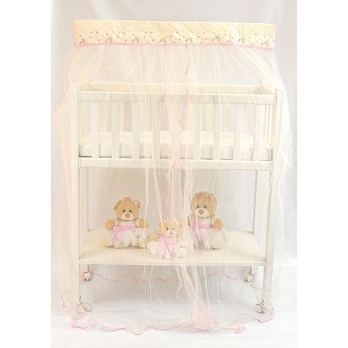 Mosquiteiro para Mini Berço com Bandô Palha Floral Rosa Mosquiteiro para Mini Berço com Bandô Palha Floral Rosa