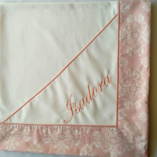 Manta para Bebê de Malha Personalizada Palha Floral Rosa Antigo Manta para Bebê de Malha Personalizada Palha Floral Rosa Antigo