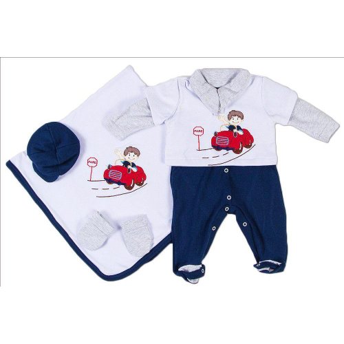 Saída Maternidade Motorista Azul Marinho 4 Peças Tamanho P (0 - 3 meses) Saída Maternidade Motorista Azul Marinho 4 Peças Tamanho P (0 - 3 meses)