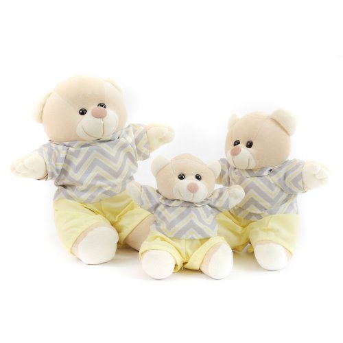 Trio de Ursos para Nicho Camisa Chevron Zig-Zag Cinza e Amarelo Trio de Ursos para Nicho Camisa Chevron Zig-Zag Cinza e Amarelo