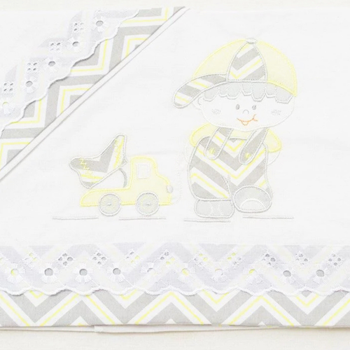 Jogo de Lençol para Carrinho 3 Peças Chevron Amarelo Jogo de Lençol para Carrinho 3 Peças Chevron Amarelo