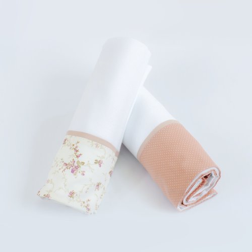 Cueiro de Malha de Algodão Rosê Poá e Floral 02 Peças Cueiro de Malha de Algodão Rosê Poá e Floral 02 Peças