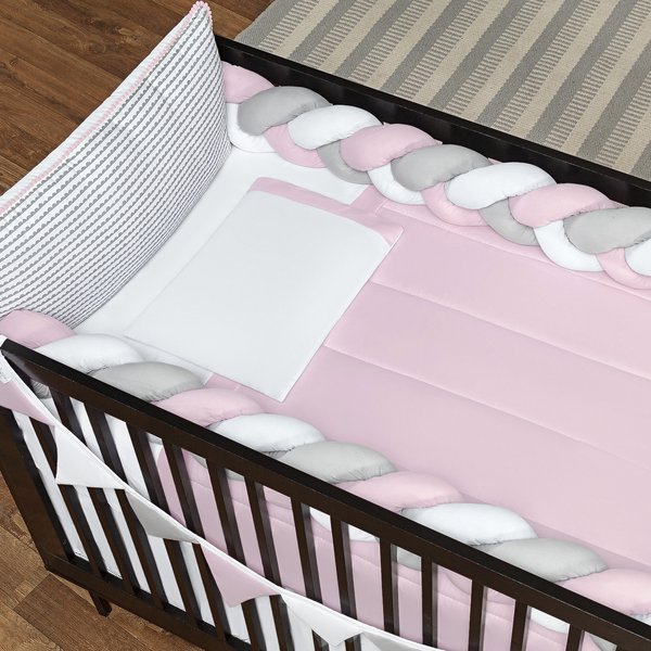 Trança de berço rosa e cinza clearance