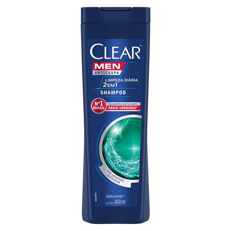 Shampoo Anticaspa Clear Men Limpeza Diária 2 Em 1 400ml | Drogal