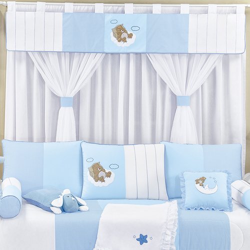 Cortina Urso Soneca Azul 2 00m Varao Duplo Essencial Enxovais Cortina Urso Soneca Azul 2 00m Varao Duplo Essencial Enxovais