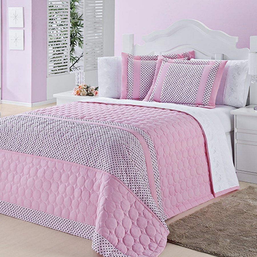 Cobre Leito Cama Casal Poa Rosa Essencial Enxovais Encontre a maior seleção de produtos com descontos para a cama e aproveite os momentos em casa. cobre leito casal poa rosa kit 3 pecas