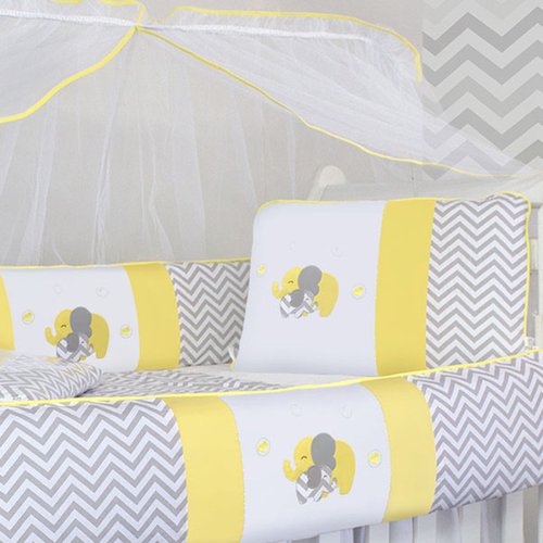 Kit berço amarelo e cinza elefante Sale