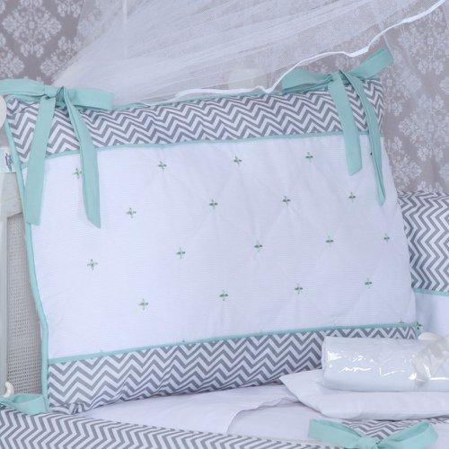 Kit berço verde tiffany e cinza clearance