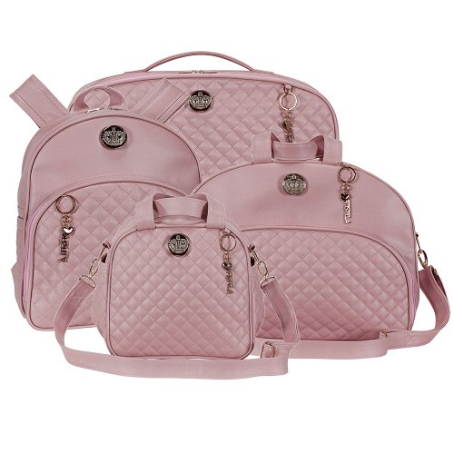 Kit Bolsa Maternidade Oxford Rosê 4 Peças | Essencial Enxovais