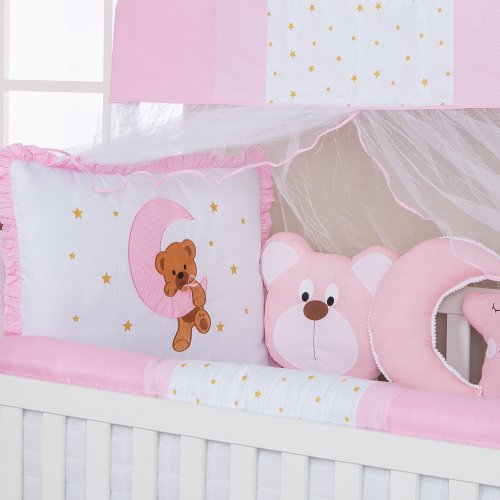 Kit Berço Ursa Rosa 12 Peças | Essencial Enxovais