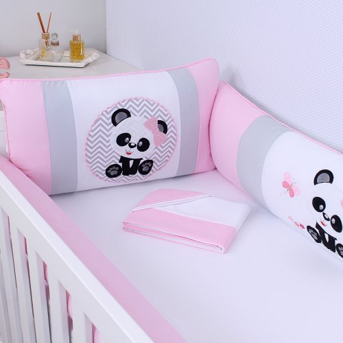 Protetor de berço panda rosa clearance