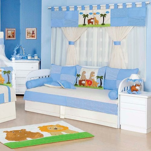 Quarto Completo Enxoval Bebê Menino Selva Baby Azul - Palha | Essencial  Enxovais