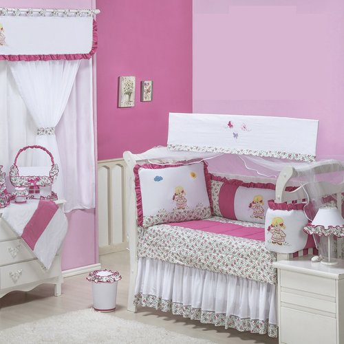 Quarto Completo Sem Bicama Enxoval Bebe Menina Rosinha Rosa Floral Essencial Enxovais
