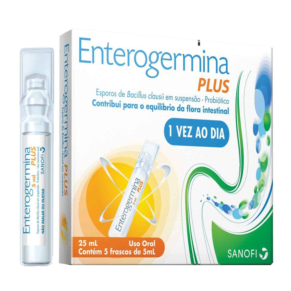 Enterogermina Plus 4bcfu/5mL, caixa com 5 frascos com 5mL de suspensão