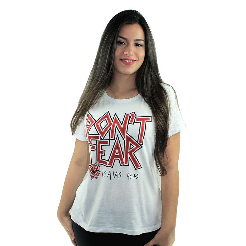 camisa branca estampada feminina