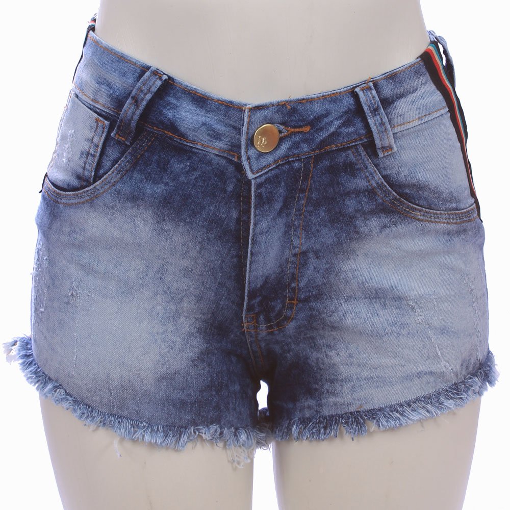 short jeans com faixa lateral