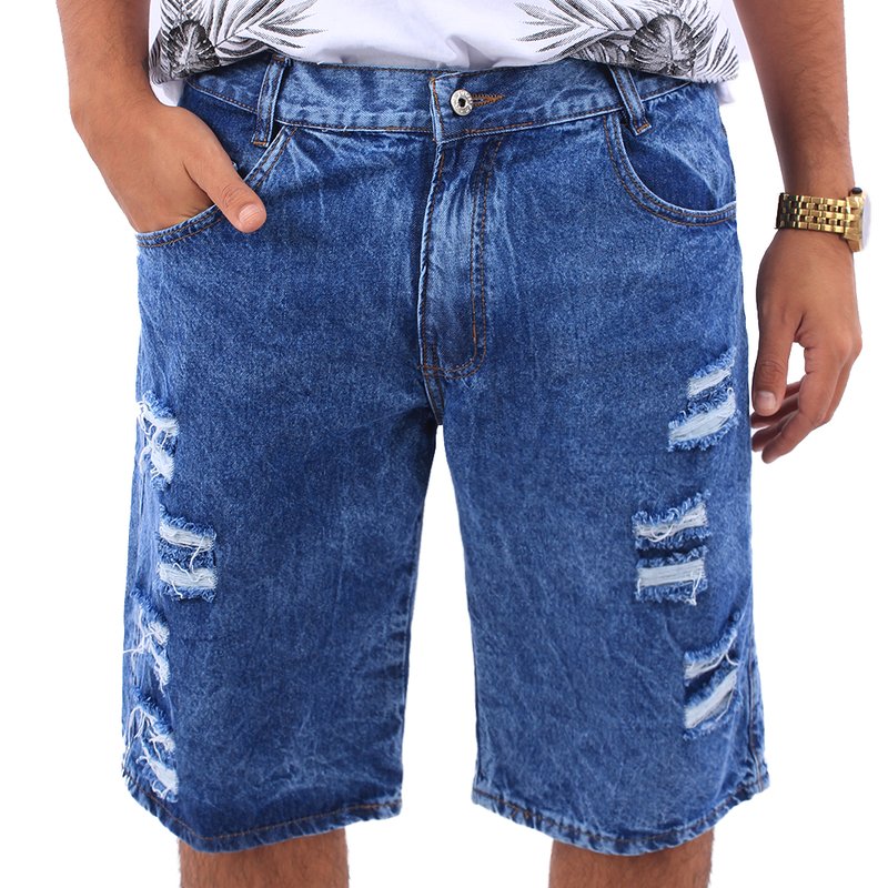 bermuda jeans manchada