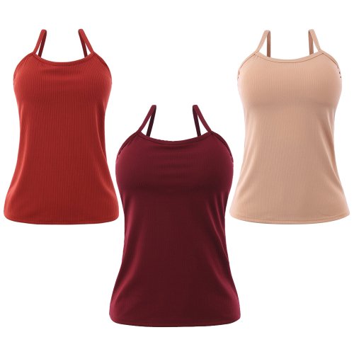 Kit 3 Blusas Regata Tamanho Único Feminina Canelada Com Bojo - Compre Agora  - Feira da Madrugada SP