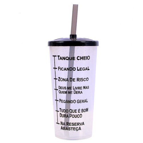 Copo Plastico Com Canudo Dose Certa Decorado Frases 600ml Compre Agora Feira Da Madrugada Sp