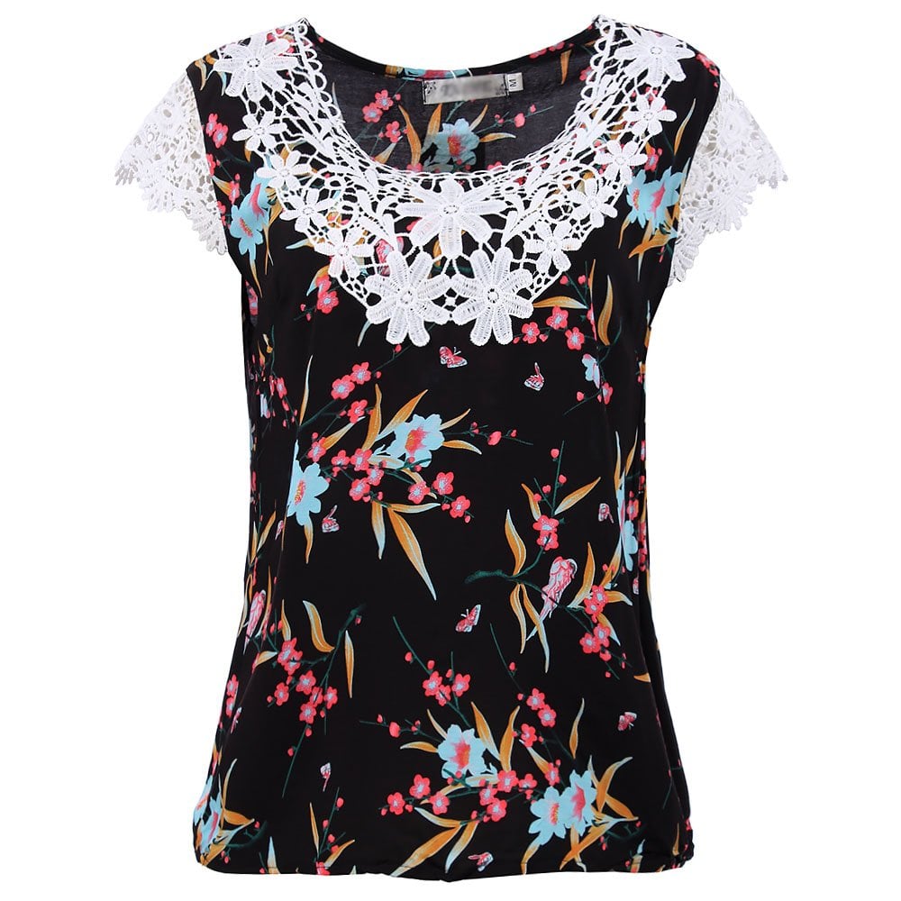 camisa florida manga curta feminina