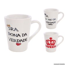 Caneca Porcelana King / Queen Frases 220 Ml