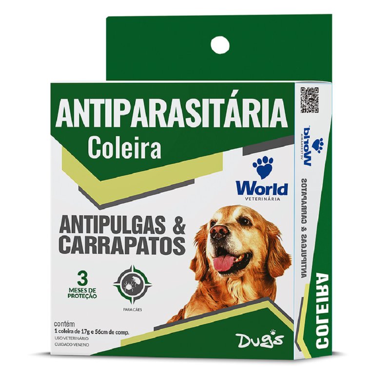Coleira world veterinária dug's antipulgas e carrapatos para cães clearance