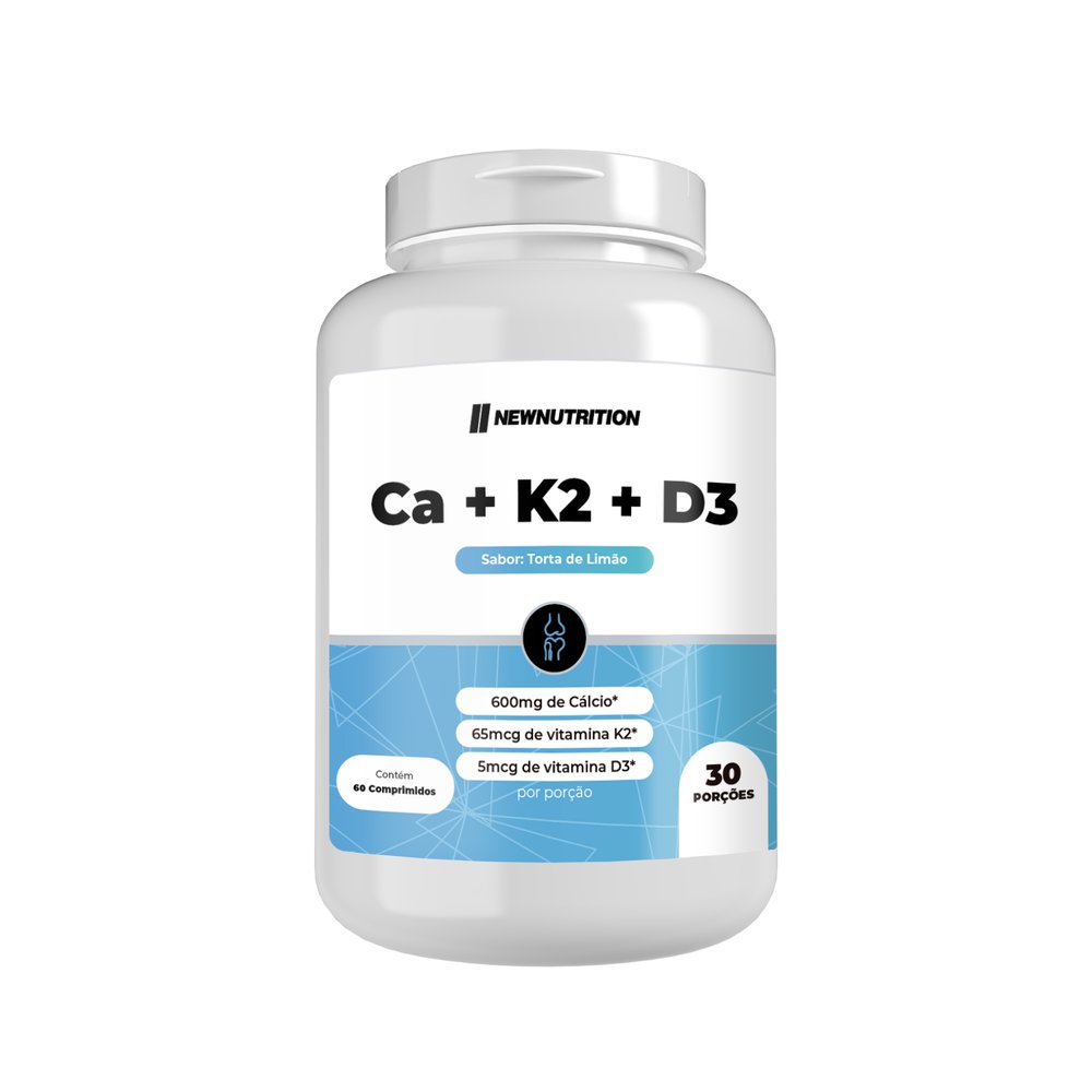 Cálcio + Vitamina K2 + Vitamina D3 ( 60 ou 120 comprimidos) NewNutrition