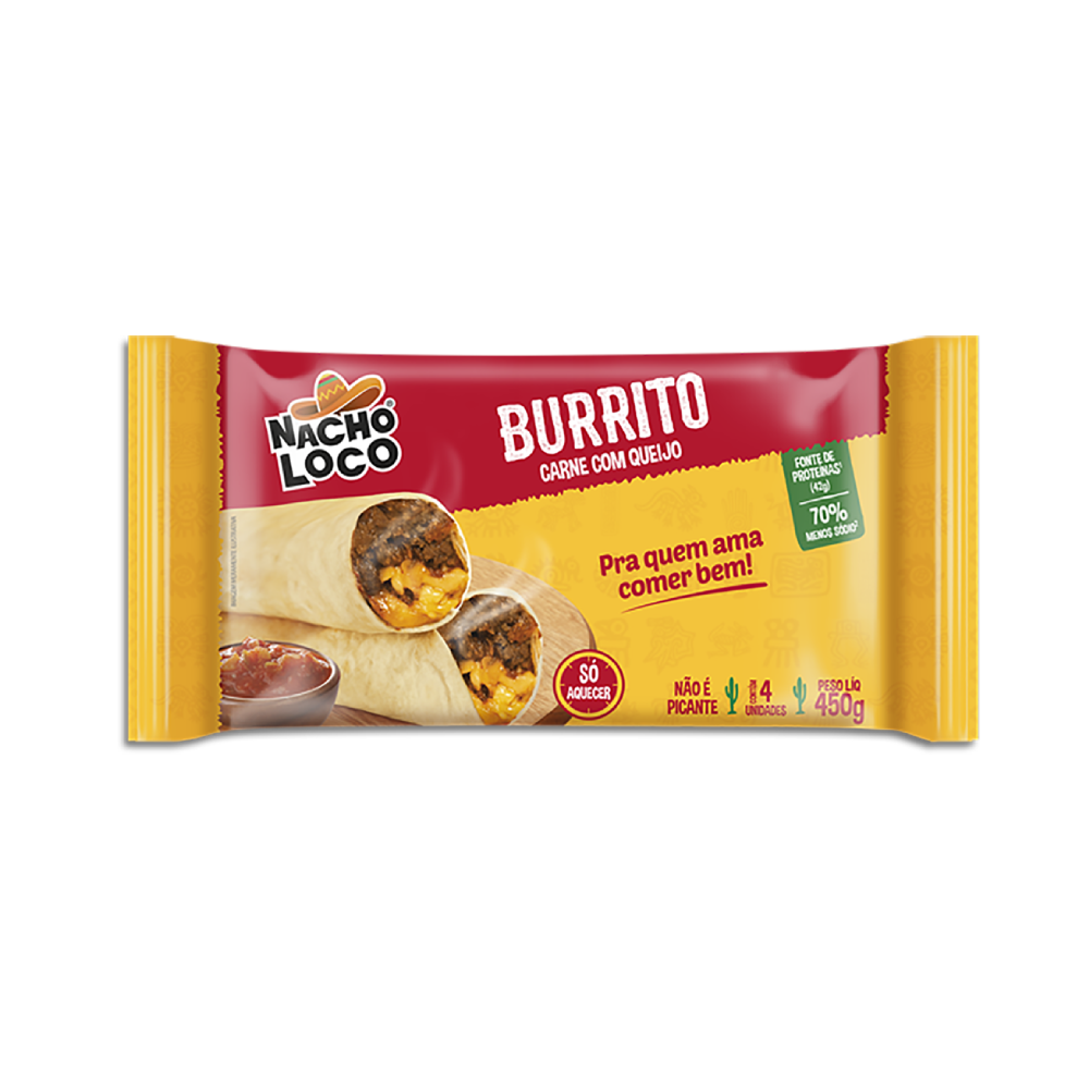 Burrito Nacho Loco Carne 450g Com 4 Unidades Supermercado Pague Menos