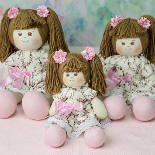 Trio De Bonecas Julia De Pano Floral 18 22 26 Cm Tropical Baby Enxovais